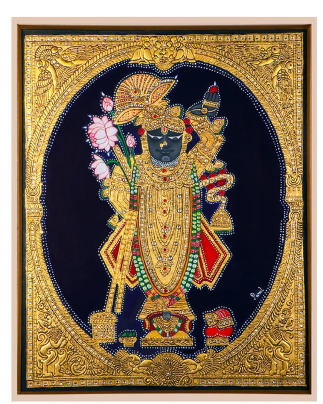 Riddhi Siddhi Art Creations - Tanjore Style Gold Work Srinathji Painting Mural